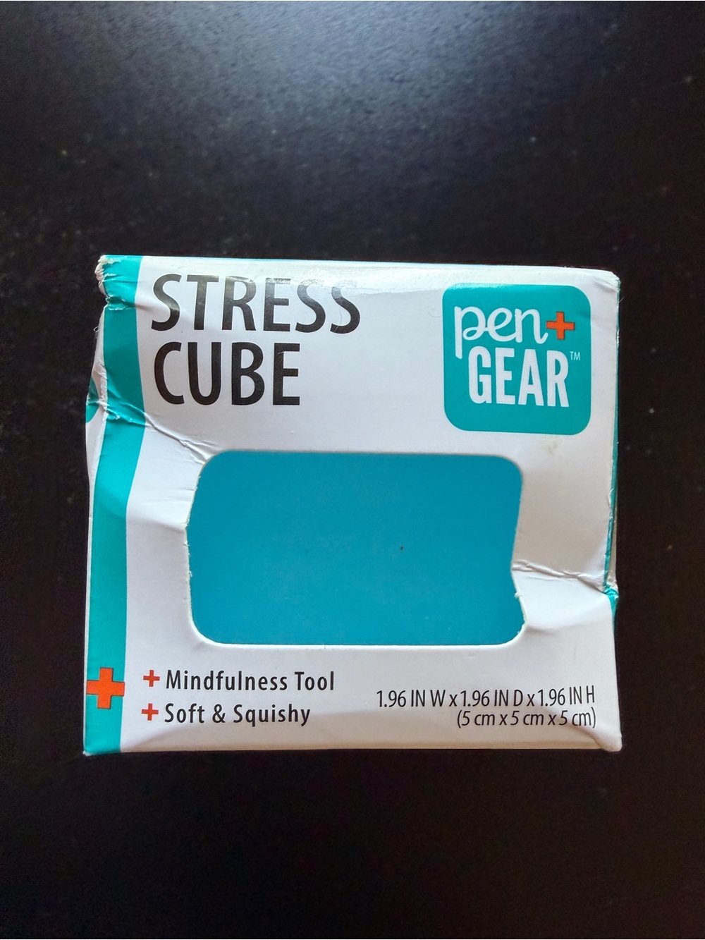 New Squishy Stretchy Pen & Gear Stress Cube Blue Soft Mindful Tool Fidget Toy